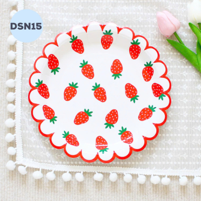 Dĩa Sinh Nhật - Dĩa Dâu Lớn ( Set 10 ) - DSN15