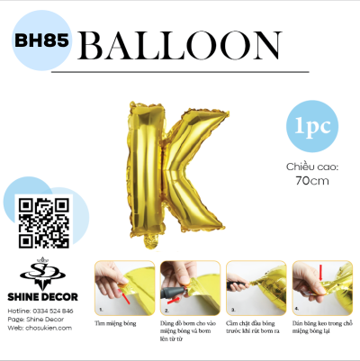 Bóng kiếng chữ vàng 70cm - BH85