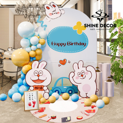 Mẫu trang trí thỏ xanh vàng