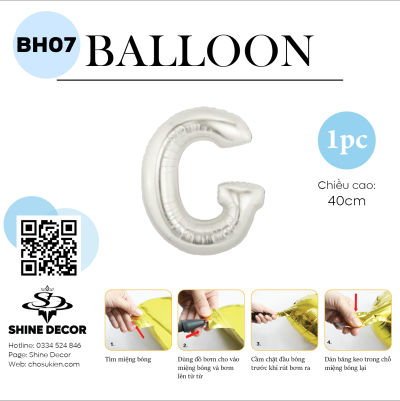 Bóng kiếng chữ bạc 40cm - BH07