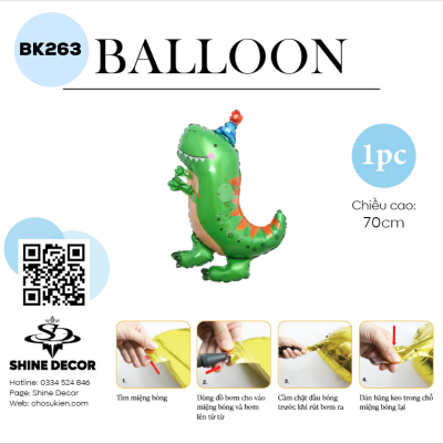 Bong Bóng Hình Khủng Long - Đội Nón - BK263