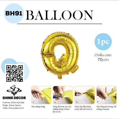 Bóng kiếng chữ vàng 70cm - BH91