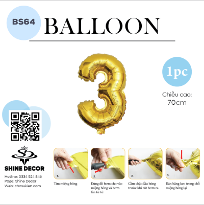 Bóng kiếng số vàng gold - BS64