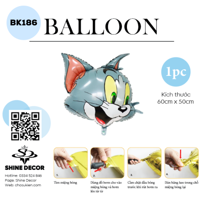 Bong Bóng hình Nhân Vật Hoạt Hình - Đầu Tom - BK186
