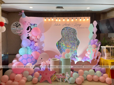 Mẫu trang trí biển cả tone hồng