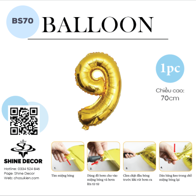 Bóng kiếng số vàng gold - BS70
