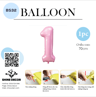 Bóng kiếng số hồng pastel - BS32