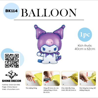 Bong Bóng hình Nhân Vật Hoạt Hình - Kuromi Tím - BK114