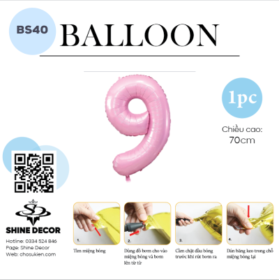 Bóng kiếng số hồng pastel - BS40