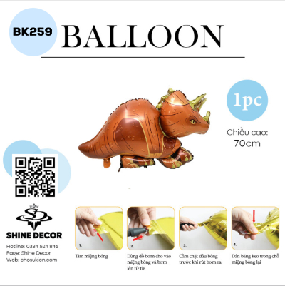 Bong Bóng Hình Khủng Long - Tê Giác - BK249