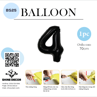 Bóng kiếng số đen - BS25