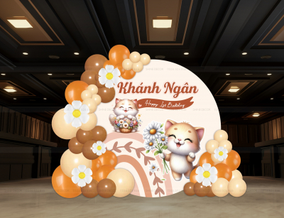 Mẫu trang trí mèo con tone nâu