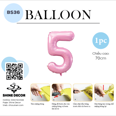 Bóng kiếng số hồng pastel - BS36