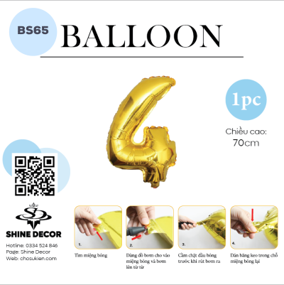 Bóng kiếng số vàng gold - BS65