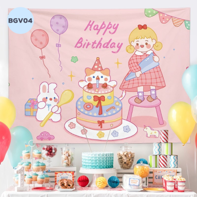 Backdrop Vải Happy Birthday - BGV04