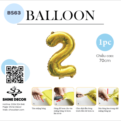 Bóng kiếng số vàng gold - BS63