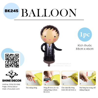 Bóng Kiếng Hình Wedding - Chú Rể Mắt hí - BK245