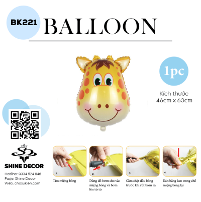 Bong Bóng Kiếng Hình Con vật - Hươu Cao Cổ - BK221