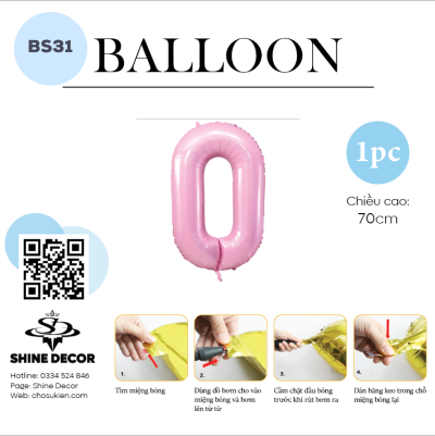 Bóng kiếng số hồng pastel - BS31