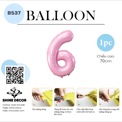 Bóng kiếng số hồng pastel - BS37