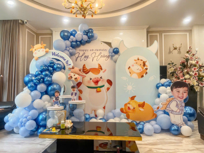 Trang Trí Sinh Nhật Bé Trai - Mẫu Trâu