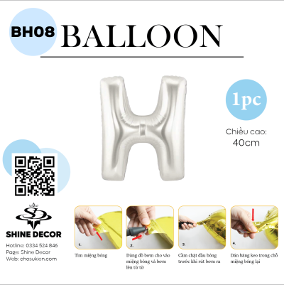 Bóng kiếng chữ bạc 40cm - BH08