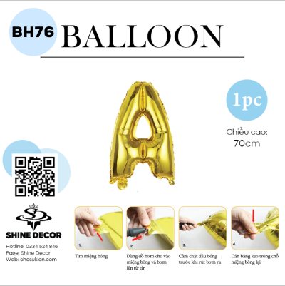 Bóng kiếng chữ vàng 70cm - BH76