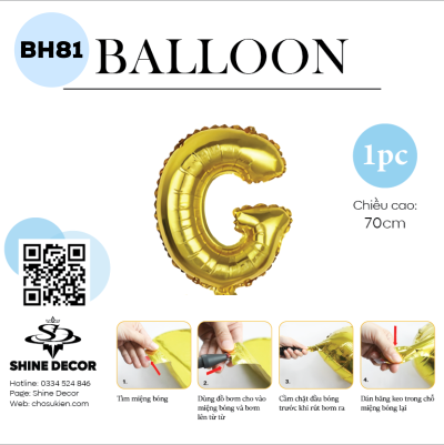 Bóng kiếng chữ vàng 70cm - BH81