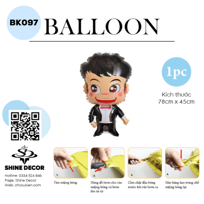 Bong Bóng Kiếng Hình Wedding - Chú Rể Mắt To - BK097