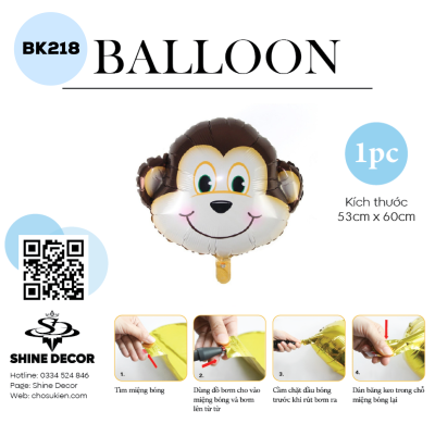 Bong Bóng Kiếng Hình Con vật - Khỉ Nâu - BK218
