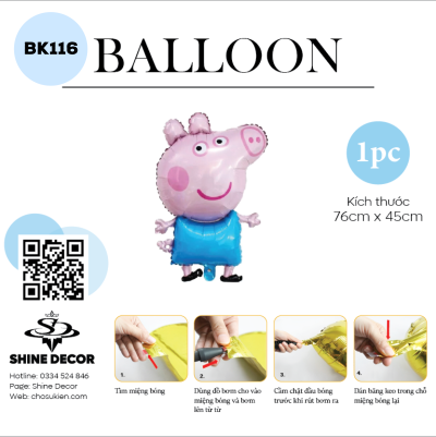 Bong Bóng Kiếng Hình Con vật - Hep Peppa Xanh - BK116