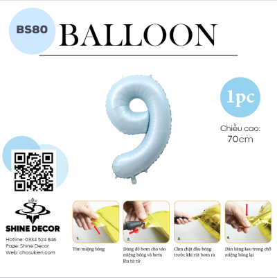 Bóng kiếng số xanh mint - BS80