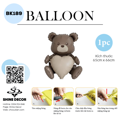 Bong Bóng Kiếng Hình Con vật - Gấu Nhám ôm Tim - BK189