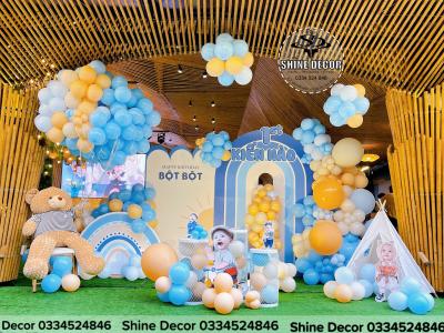 Trang Trí Sinh Nhật Bé Trai - Mẫu Khinh Khí Cầu