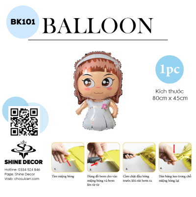 Bóng Kiếng Hình Wedding - Cô Dâu Mắt To - BK101