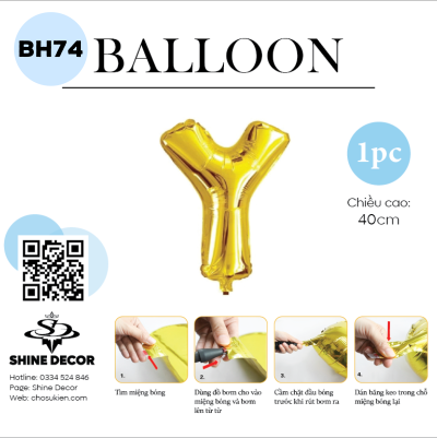 Bóng kiếng chữ vàng 40cm - BH74