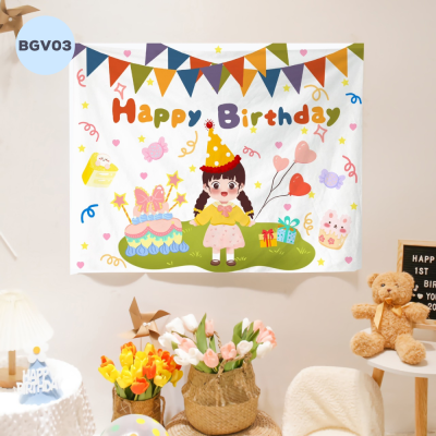 Backdrop Vải Happy Birthday - BGV03